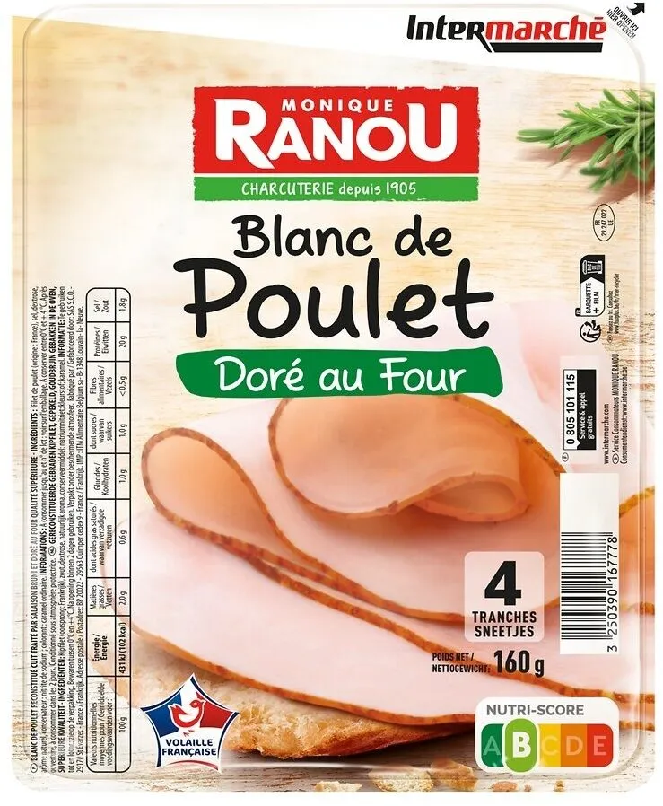 Blanc de poulet sup dore au four 4tr 160g - france