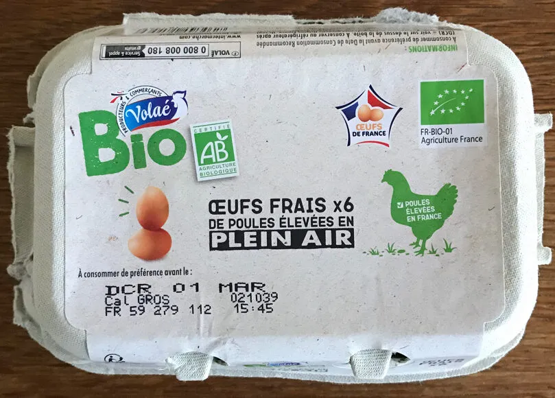 Oeufs frais x6