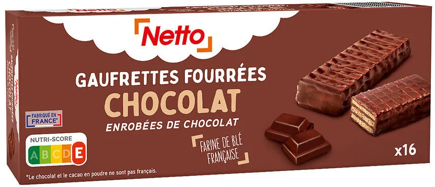 Gaufrettes Fourrées Enrobées de Chocolat 150G