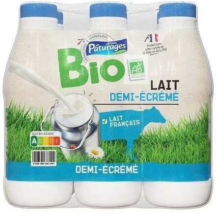 Lait uht 1/2 ecreme bio bt pack 6x1l