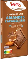 Tablette bloc chocolat au lait aux amandes caramélisées pointe de sel - 200g