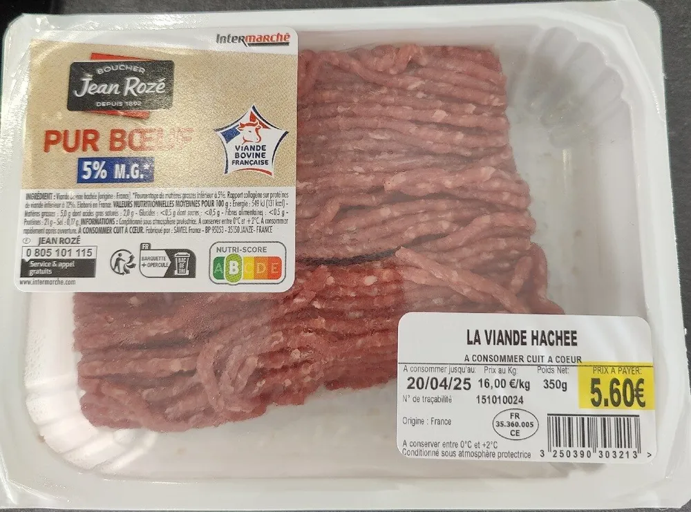 Viande hachée pur bœuf 5% MG