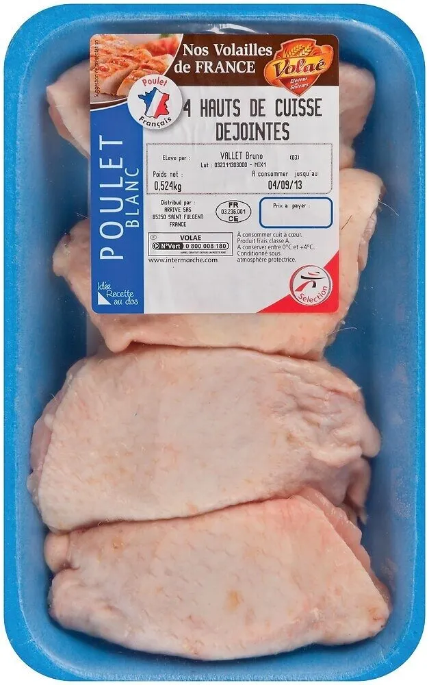 HAUTS DE CUISSE DEJOINTES DE POULET BLANC - 600g ENV