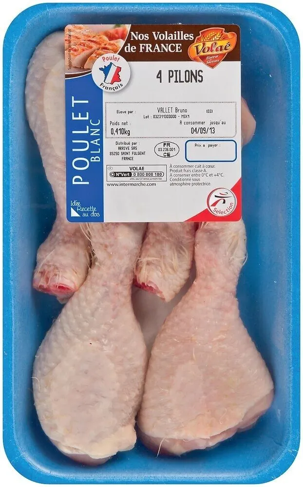 4 pilons de poulet blanc - 400g environ