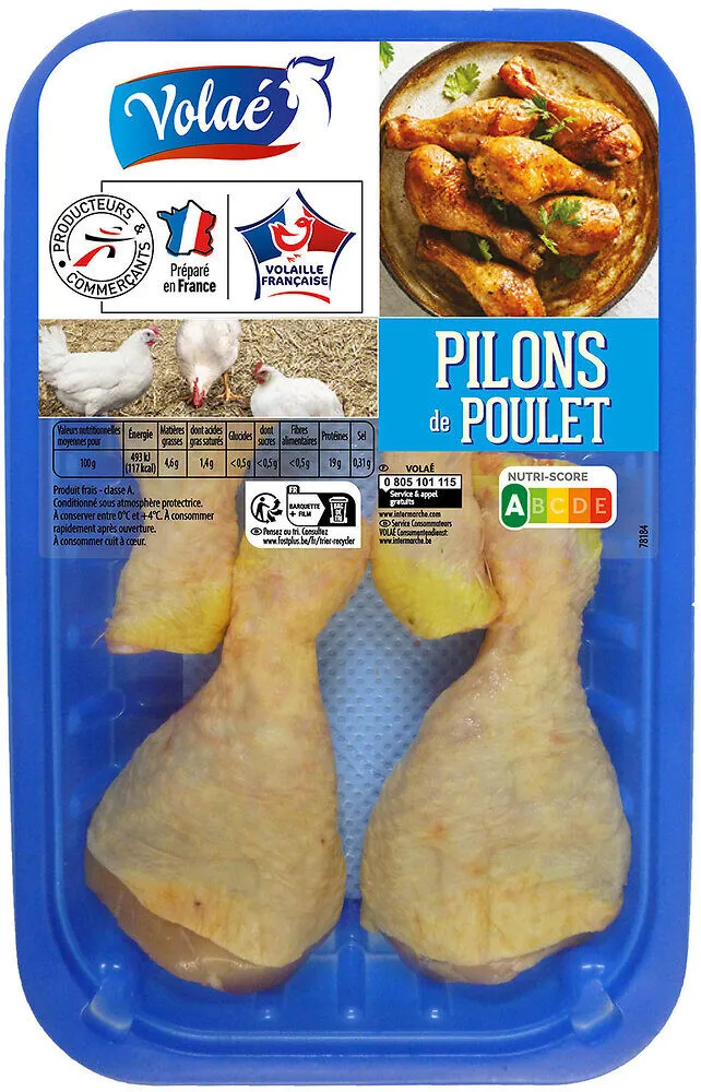 4 pilons de poulet jaune - 400g environ