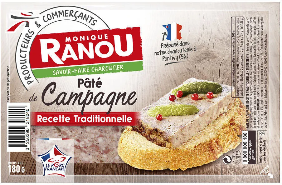 PATE DE CAMPAGNE Recette Traditionnelle 180G