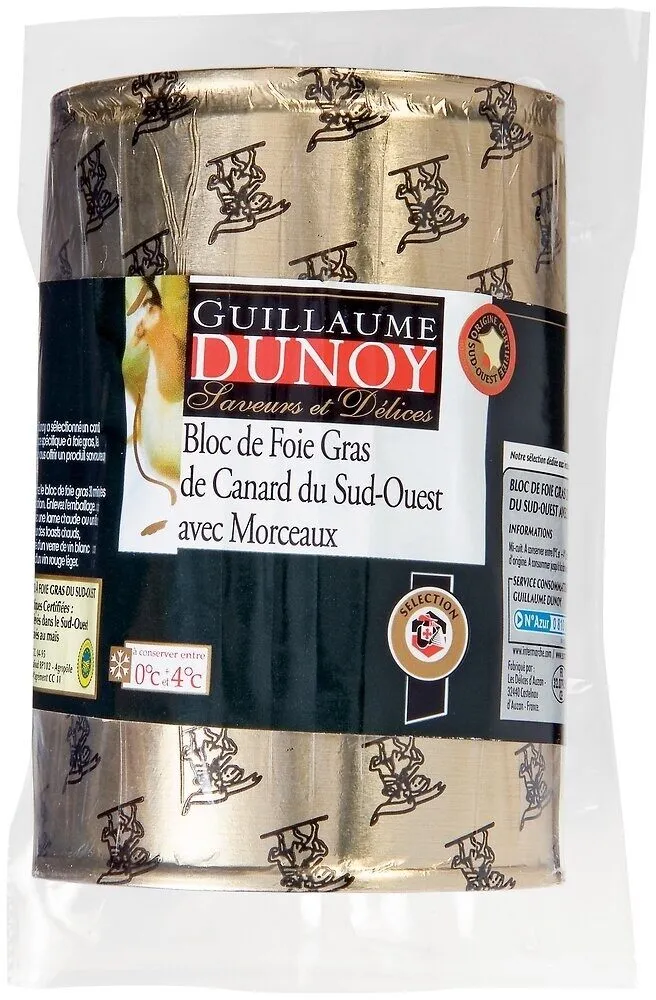 BLOC DE FOIE GRAS DE CANARD DU SUD OUEST IGP AVEC MORCEAUX 1kg BTE METAL P&C TRAD Massif LS (saisonnier)