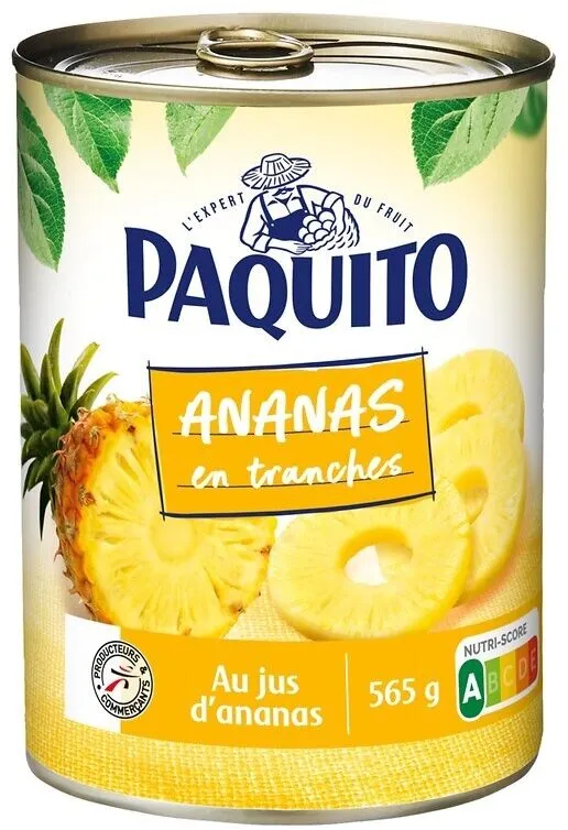 ANANAS EN TRANCHES AU JUS D'ANANAS - boîte 3/4