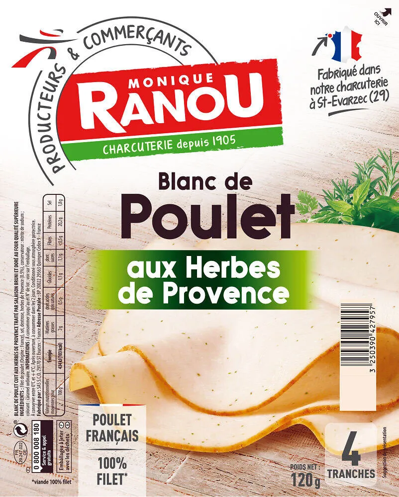Blanc de poulet sup herbes de provence 4t 120g