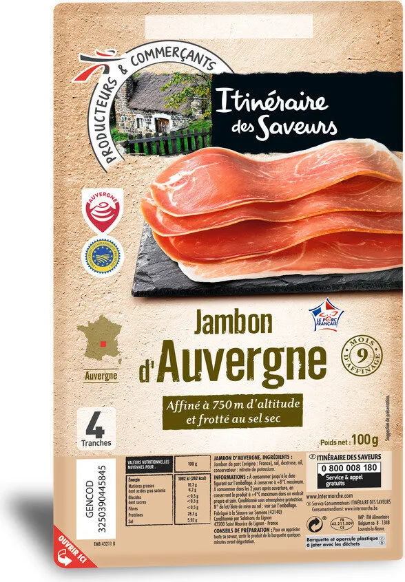 LS jambon sec auvergne 9 mois 4T 100G - Massif TRAD