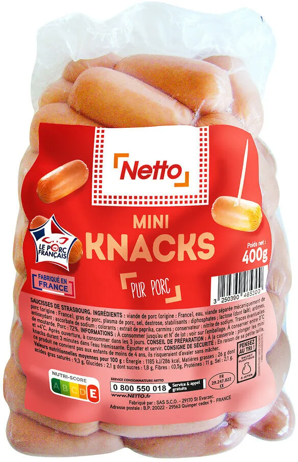 MINI KNACKS SAUCISSES COCKTAIL FUMEES 400g