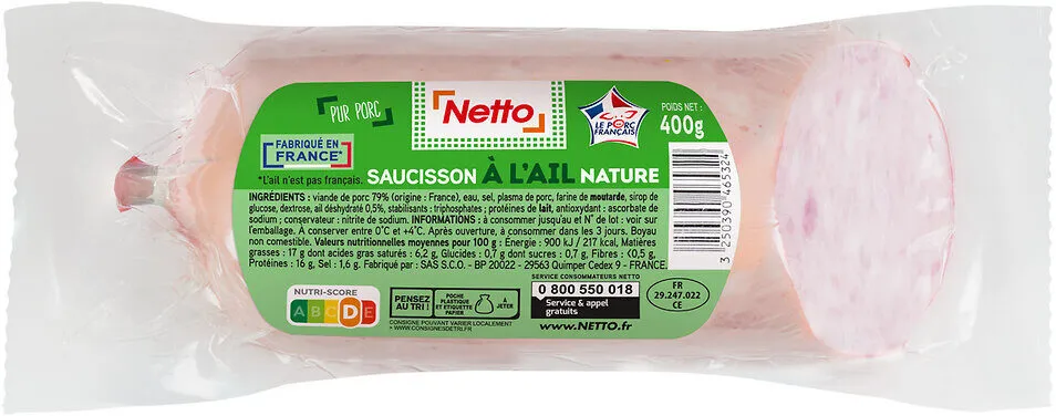 Saucisson a l'ail blanc 400g