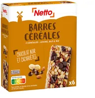Barres de céréales chocolat cacahuètes x6