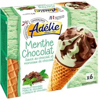 Cône menthe - chocolat (G) sauce au chocolat et morceaux de chocolat x6 - 120mL