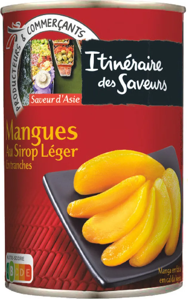 Mangues au sirop léger en tranches