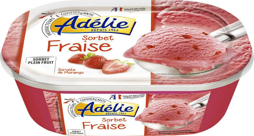Sorbet fraise avec morceaux de fraise