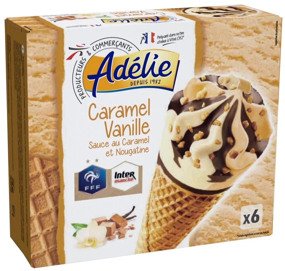 Cône caramel - vanille (G) sauce au caramel et nougatine x6 - 120mL