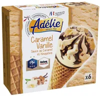 Cône caramel - vanille (G) sauce au caramel et nougatine x6 - 120mL