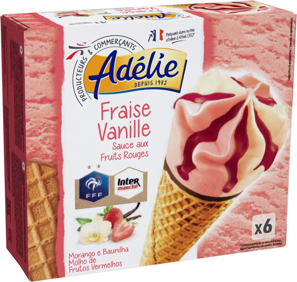 Cône vanille - fraise (G) sauce aux fruits rouges x6 - 120mL