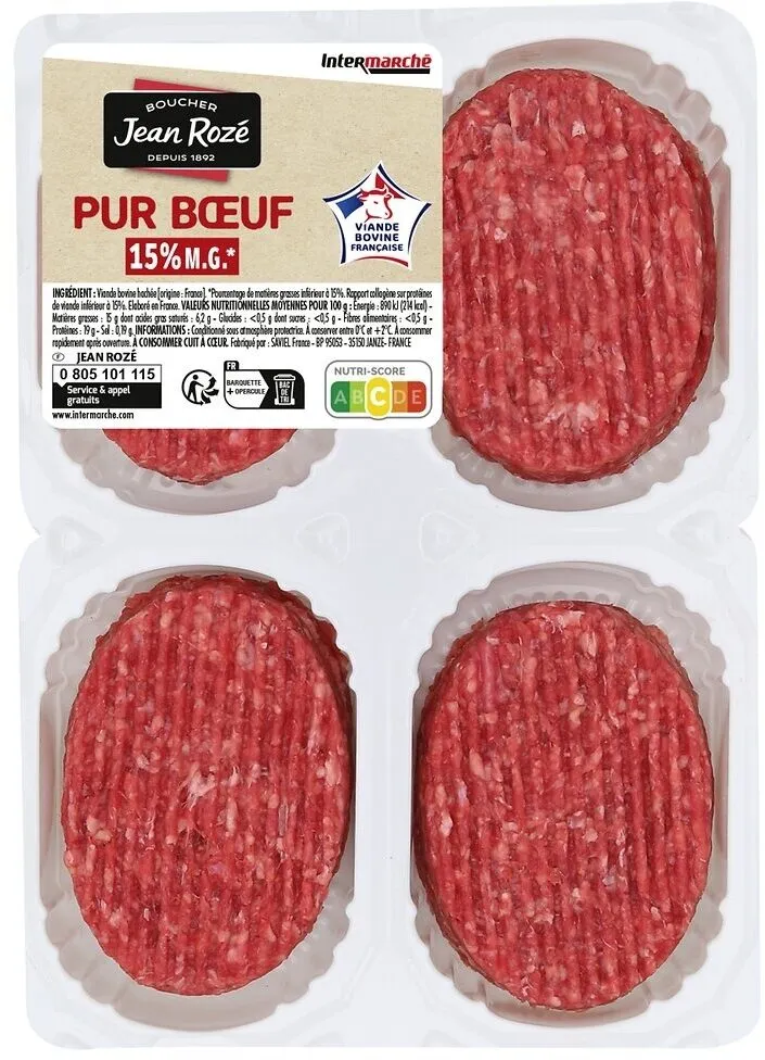 Steaks hachés 15% - 8 x 100g