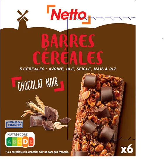 Barres de céréales au chocolat noir x6