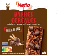 Barres de céréales au chocolat noir x6
