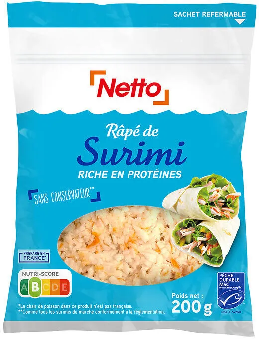 Râpé de surimi saveur crabe - MSC - 200g