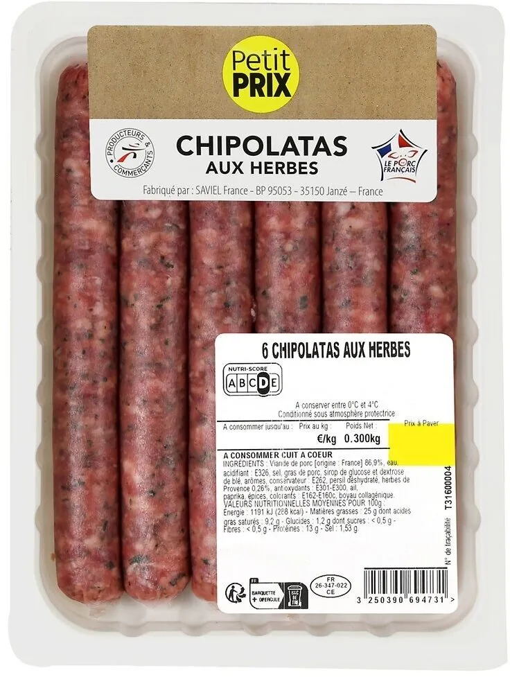 6 chipolatas aux herbes 300g