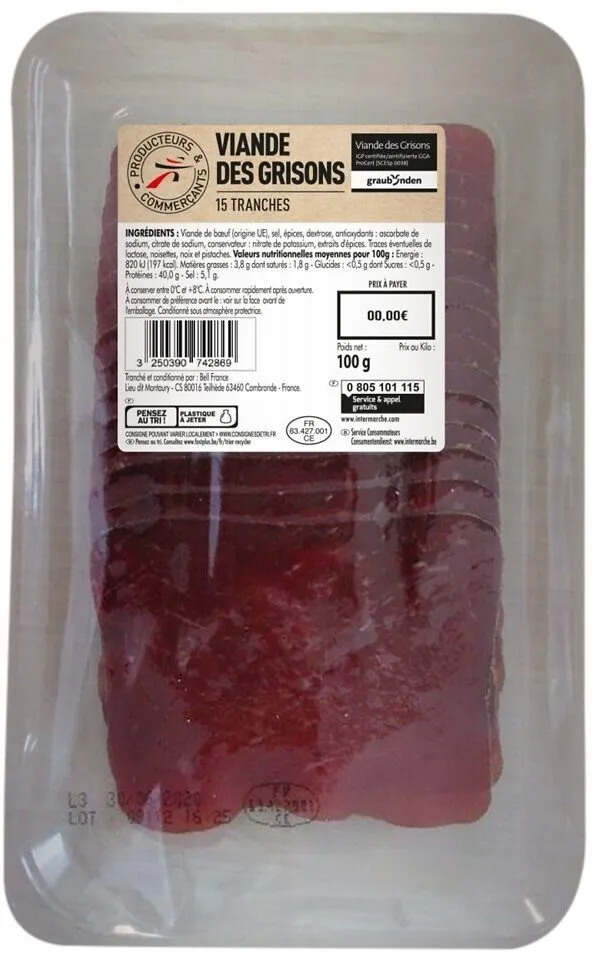 VIANDE DES GRISONS 15T 100G FE IGP - Massif LS