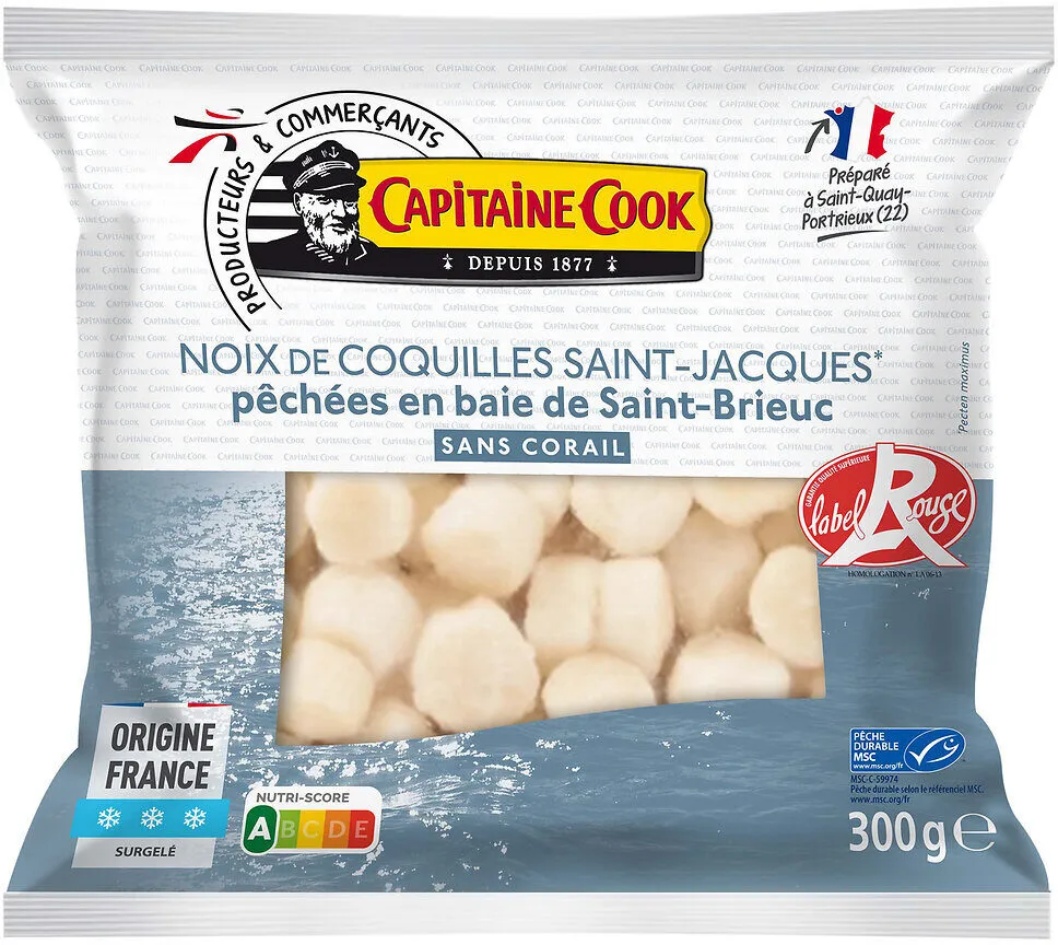 NOIX DE SAINT JACQUES SANS CORAIL ST BRIEUC Pecten MAXIMUS MSC 300G