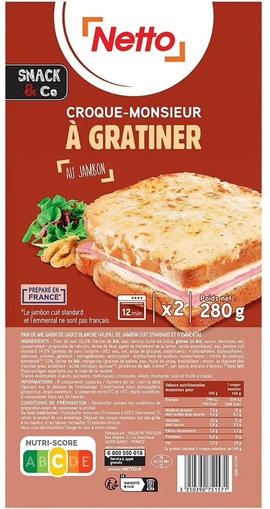 CROQUE AU JAMBON x 2