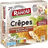 Crêpes Jambon Champignons Fromage x6 surgelées 300g