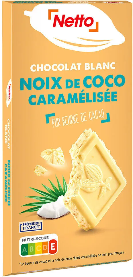 Tablette bloc chocolat blanc coco - 200g