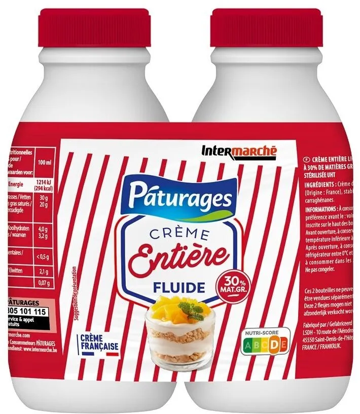 CREME UHT 30% MG LIQUIDE BT 2x25cl
