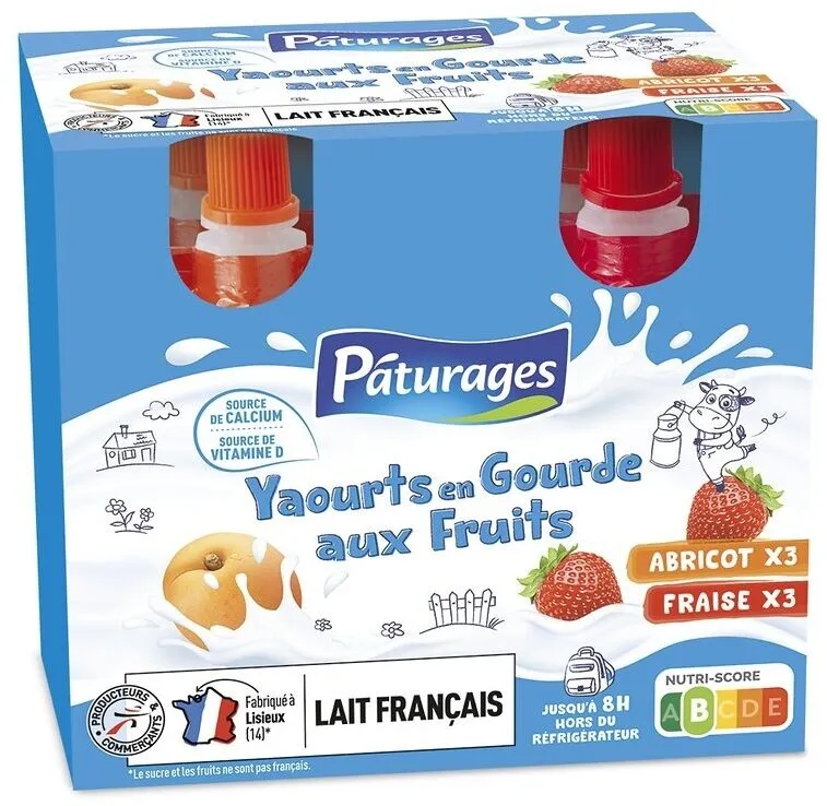 P'TIT POCKET - GOURDE YAOURT 6X90G - fraise, abricot