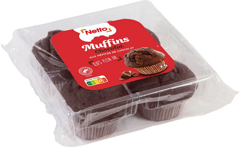 Muffins chocolat aux pépites de chocolat x4
