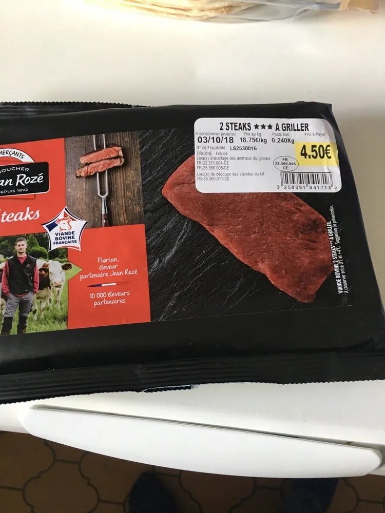 Steaks extra tendre x2, le paquet