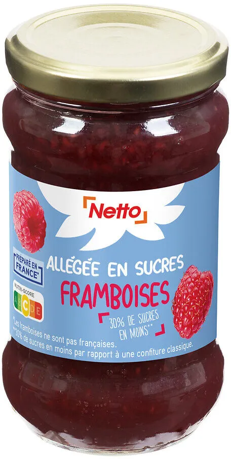 CONFITURE EXTRA de framboises ALLEGEE 50% fruits