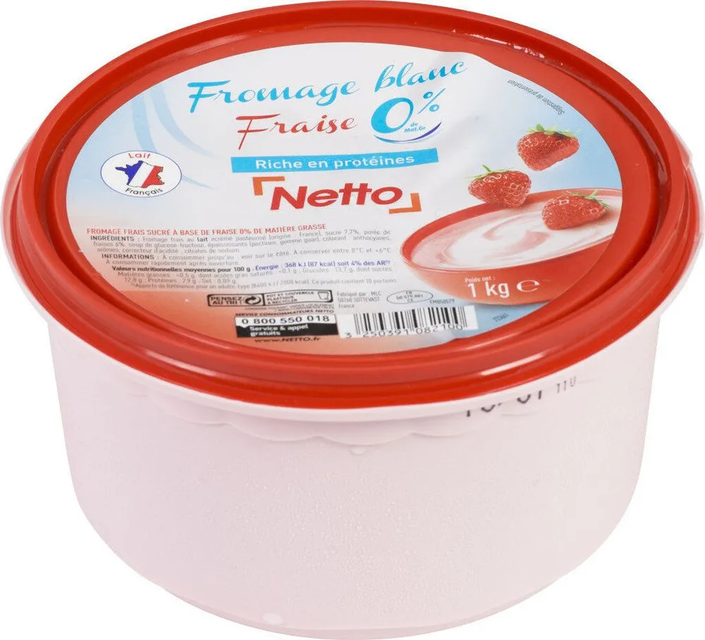 Fromage frais sucre a la fraise 0% 1kg