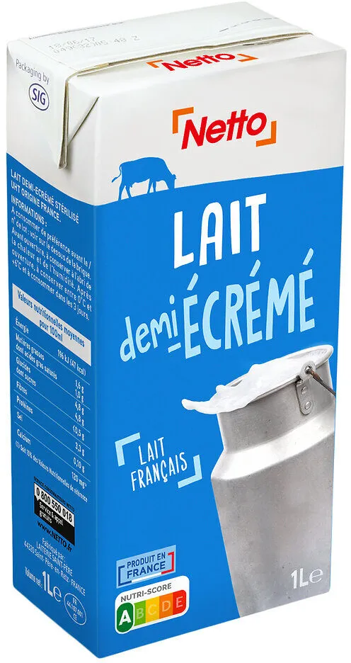 Lait uht 1/2 ecreme bq 1l