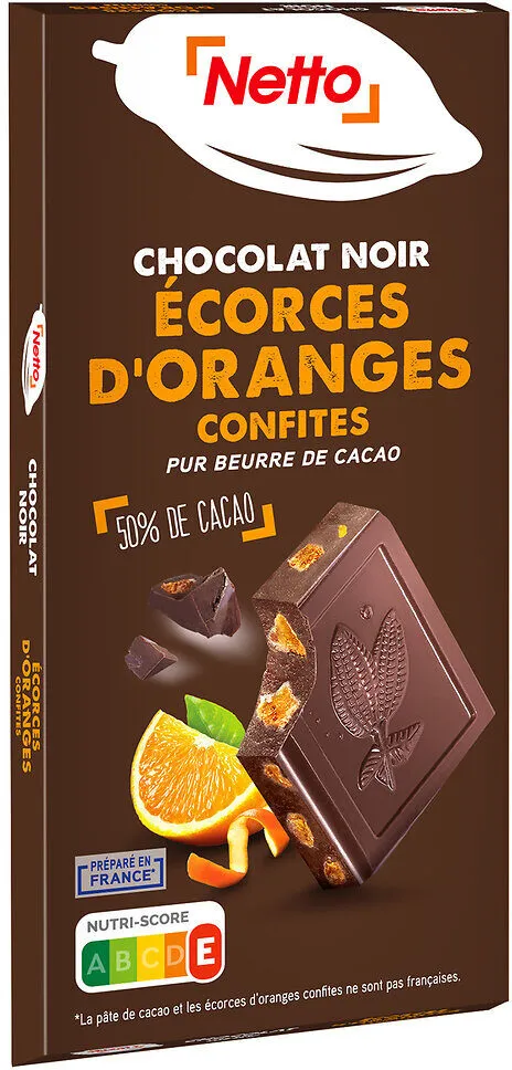 Tablette bloc chocolat noir aux écorces d'oranges - 200g