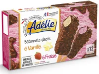 Bâtonnet vanille x6 - fraise x6 enrobage cacao noisettes (G) - 60mL