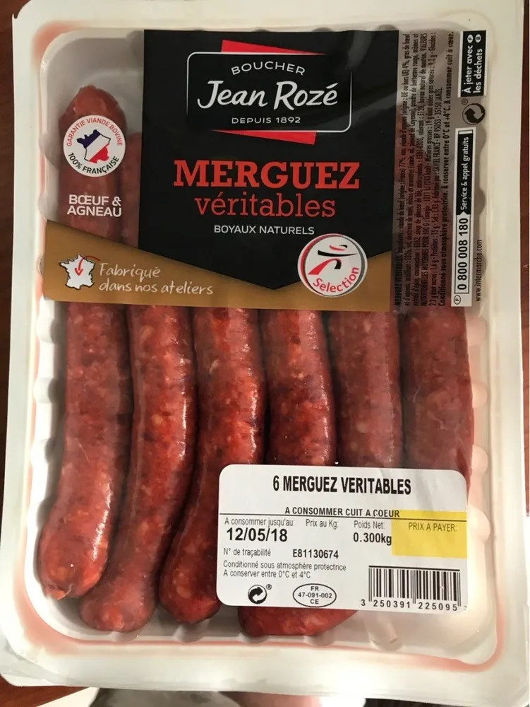 Merguez veritables x6, la barquette de