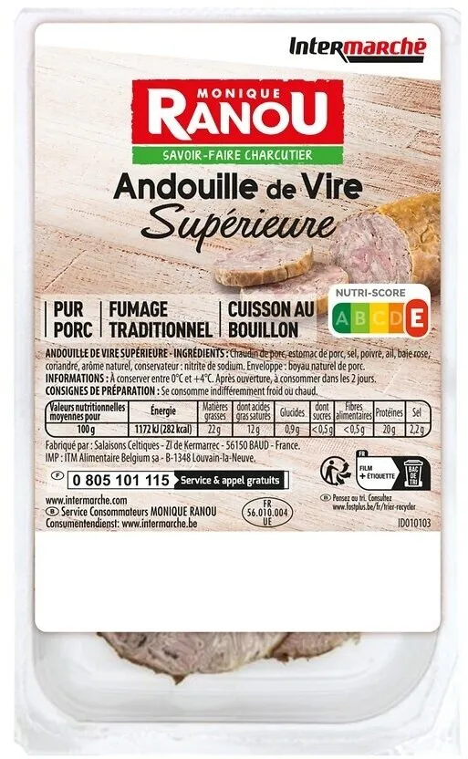 ANDOUILLE DE VIRE SUP MORCEAU PV env 250g RANOU Massif TRAD