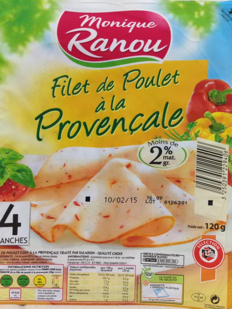 Filet de Poulet à la Provençale - 4 Tranches