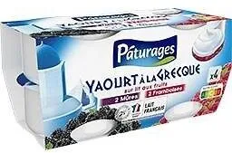 YAOURT A LA GRECQUE SUR LIT DE FRUITS 4X150G - framboise, mûre