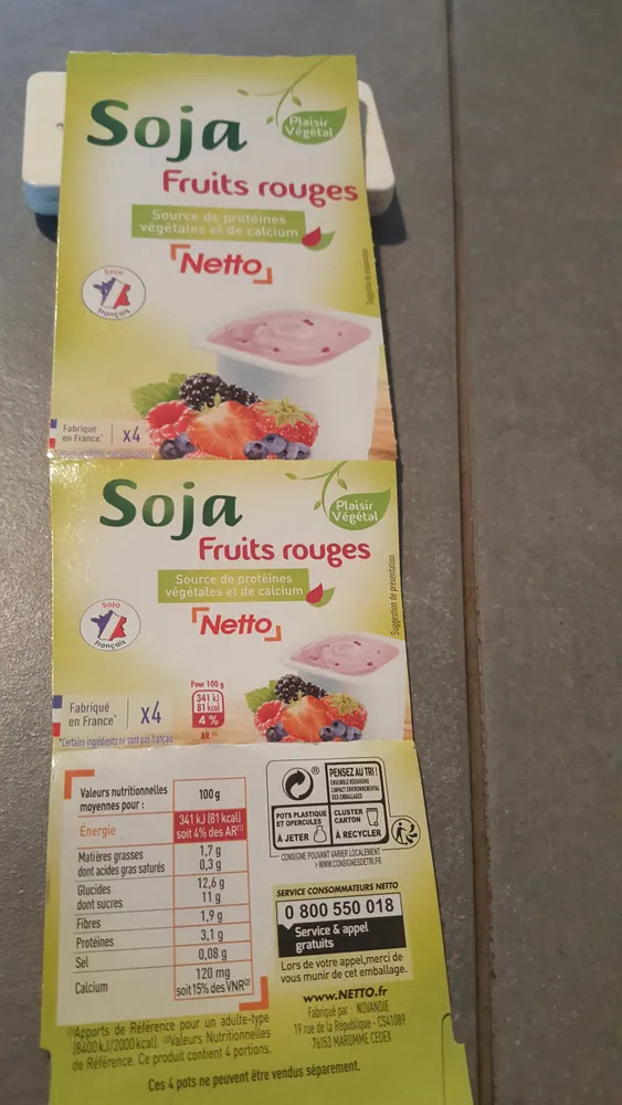 Specialite soja fruits rouges 4x100g