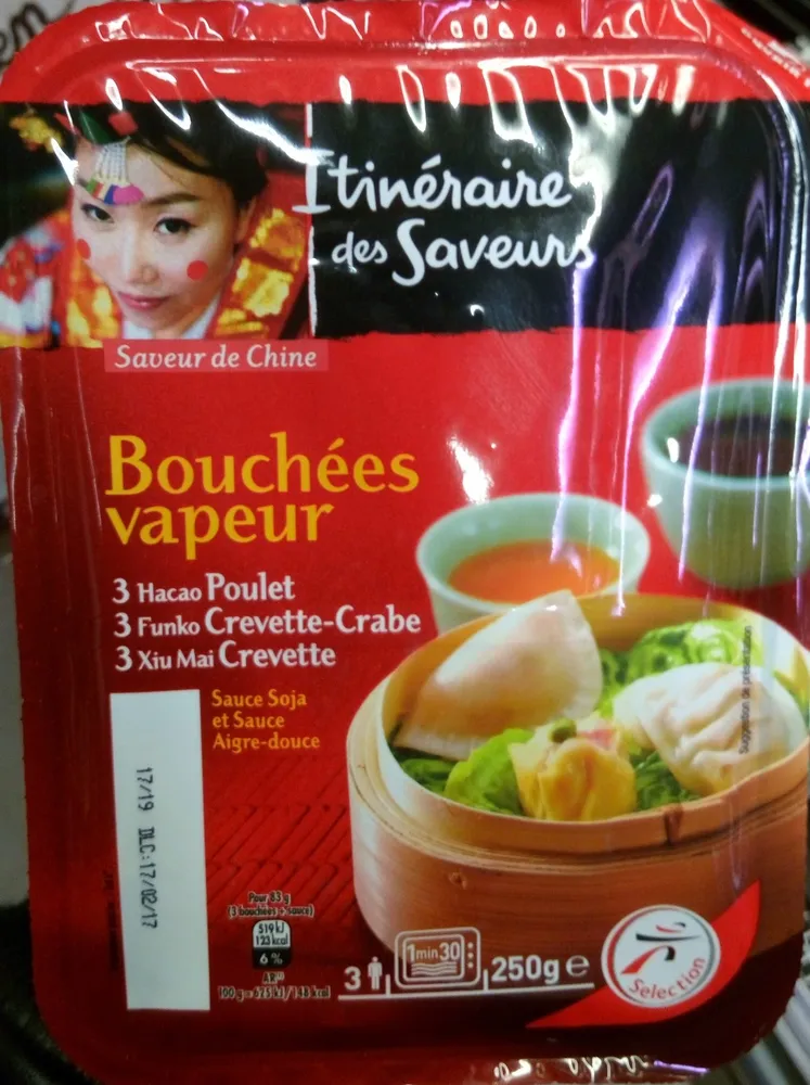 Bouchées Vapeur - 3 Hacao Poulet, 3 Funko Crevette-Crabe, 3 Xiu Mai Crevette, Sauce Soja et Sauce Aigre Douce