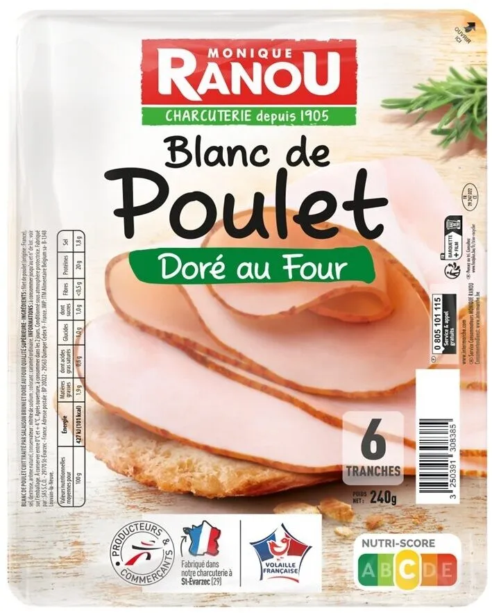 Blanc de poulet sup dore au four 6tr 240g