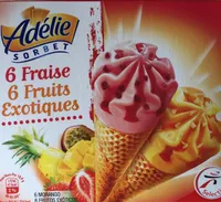 Mini Cônes Sorbet Aux Fruits, 6 Fraise / 6 Fruits Exotiques